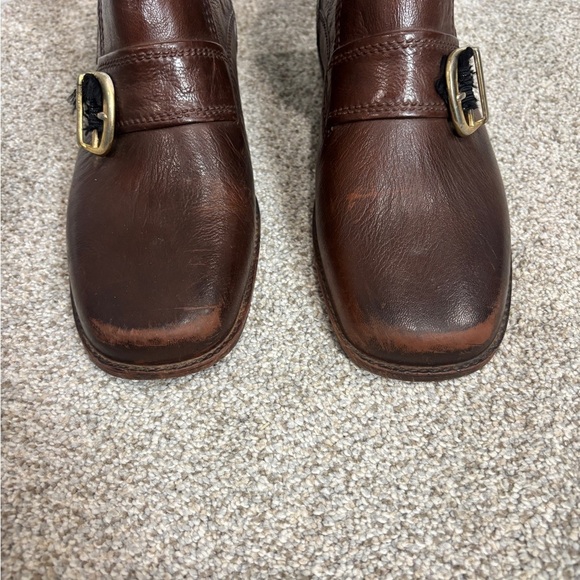 Vintage Men’s Leather Waterproof Size 7 Brown Motorcycle Riding Boots Buckle main image 7